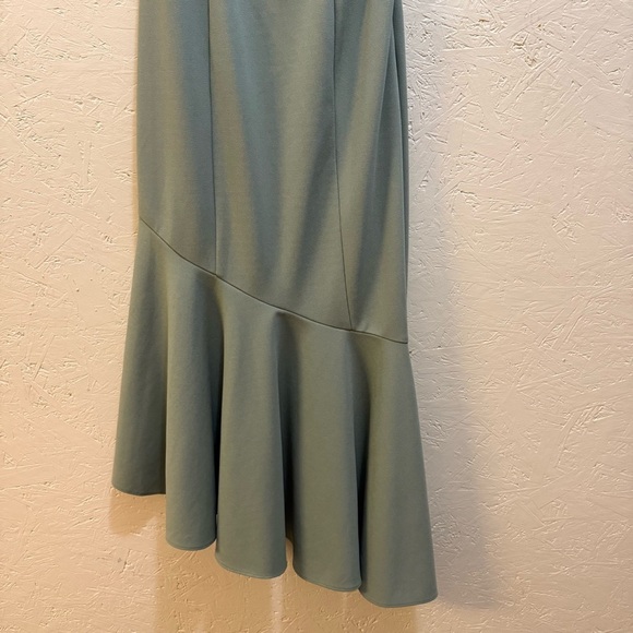 Anthropologie BHLDN Sage Green Crepe One Shoulder Mermaid Bridesmaid Dress SZ 6 - Picture 2 of 5